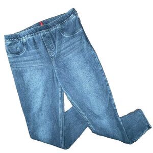 Spanx Jeans Womens XL Distressed Skinny Jean-ish Leggings Blue Pull On Slimming